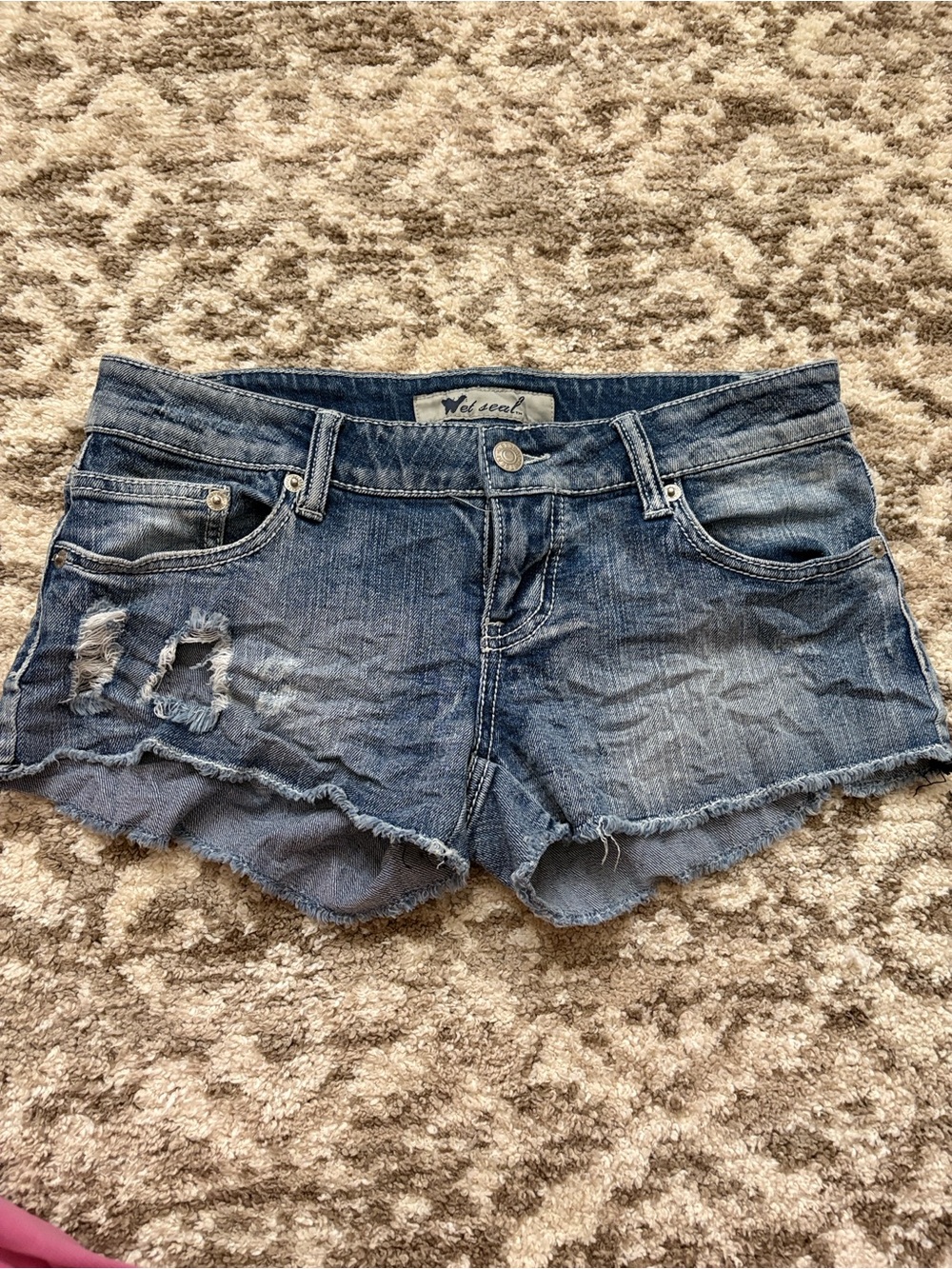 Wet Seal Distressed Blue Denim Cutoff Shorts